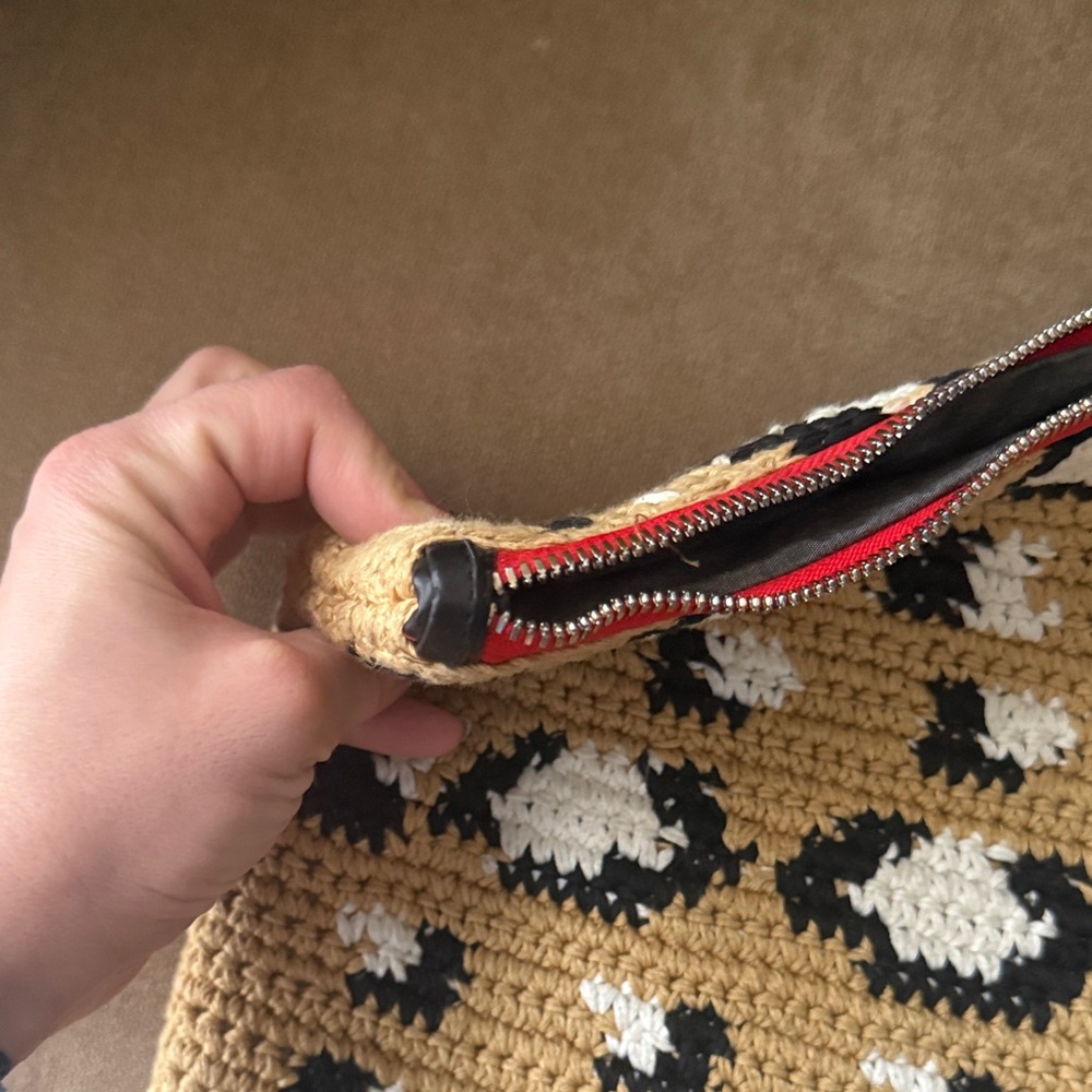 Clare V Leopard Print Crochet Pouch - Picture 3 of 3